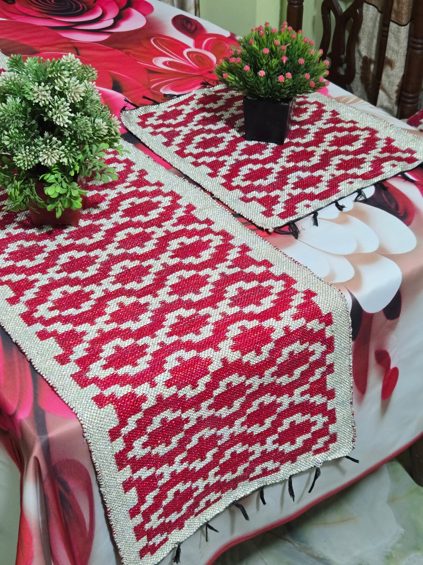 Handmade Cotton & Jori Thread Table Runner Set