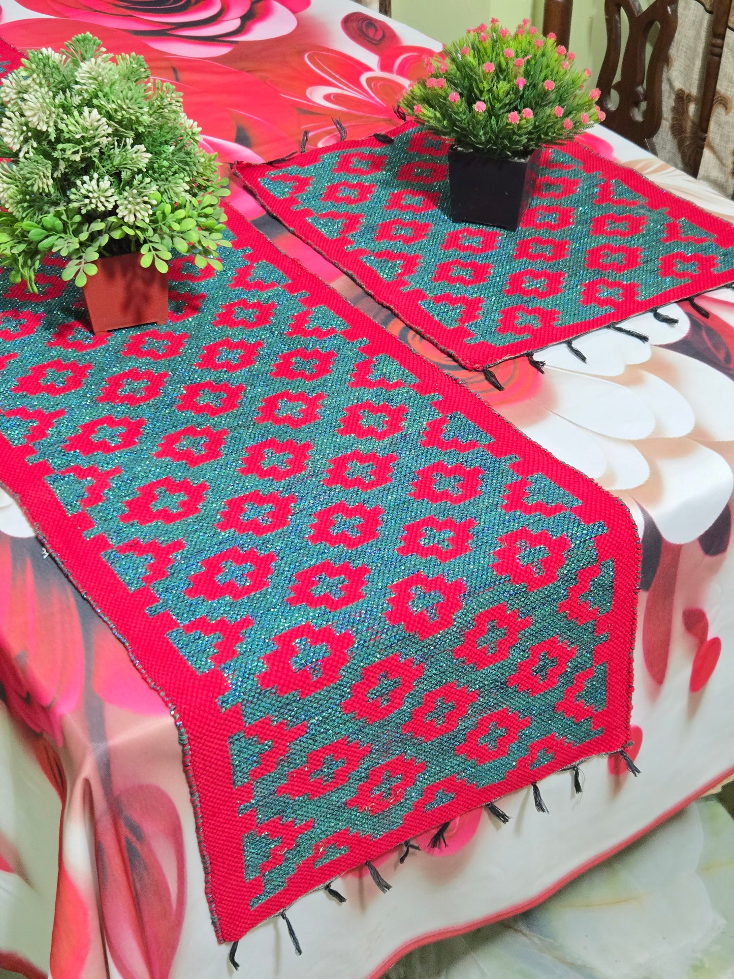 Handmade Cotton & Jori Thread Table Runner Set