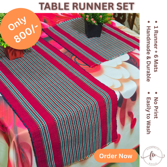 Handmade Cotton Table Runner Set – Design A